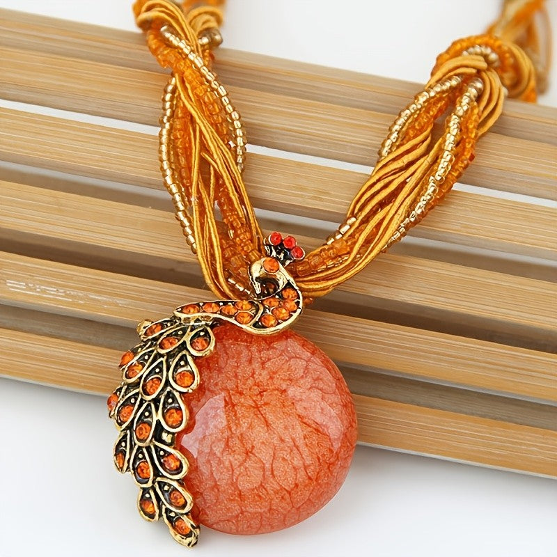 Boho Peacock Pendant Necklace