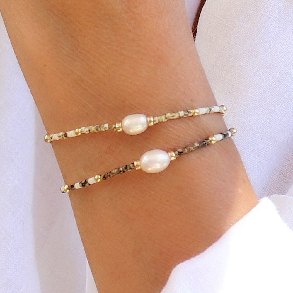 2pc Boho Faux Pearl Bracelet Set