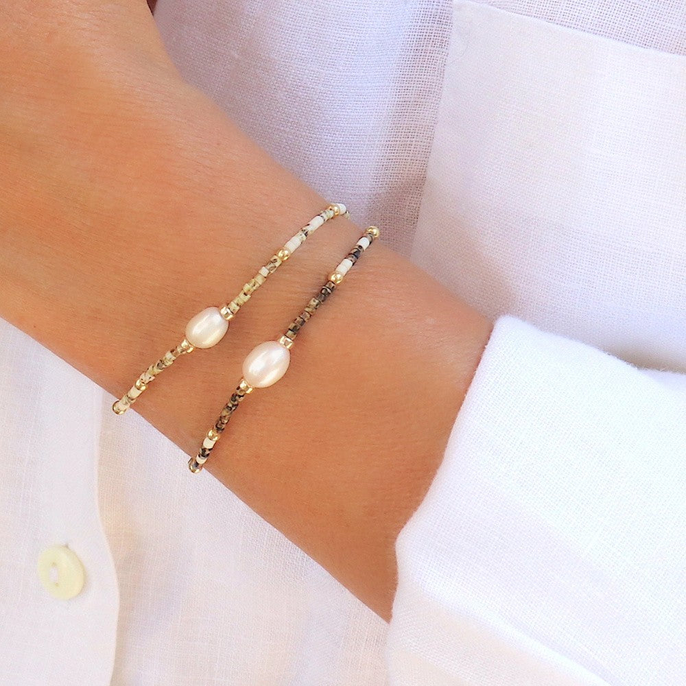 2pc Boho Faux Pearl Bracelet Set