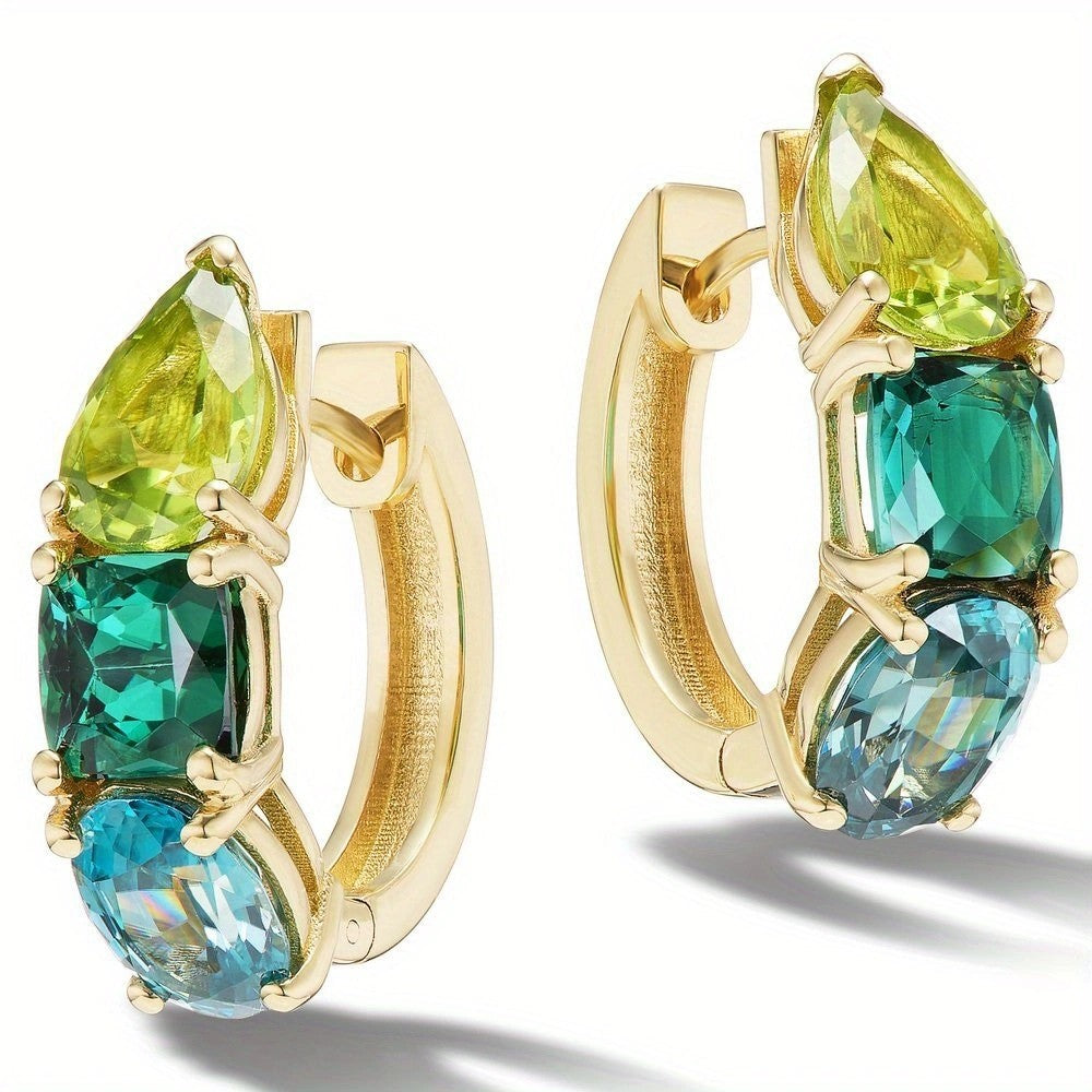Classy Multi-Stone Hoop Earrings