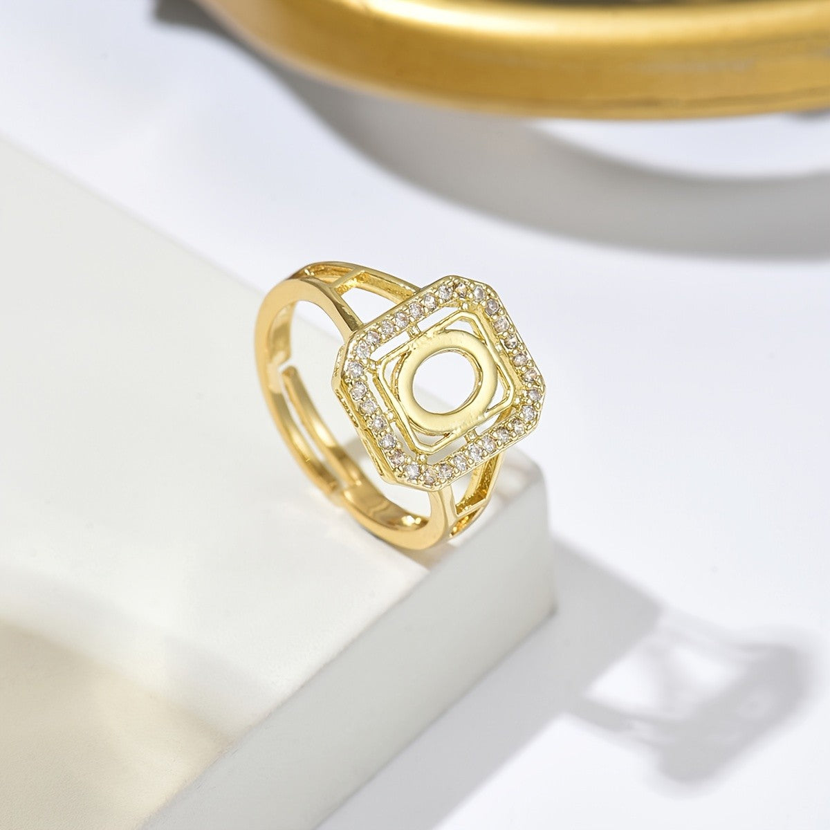 Classy Square Zircon Initial Ring