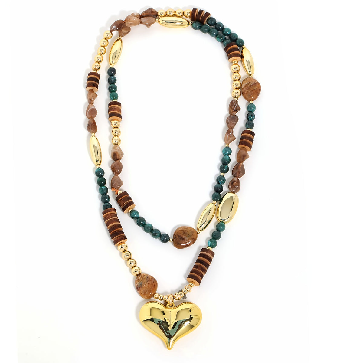Boho Layered Heart Pendant Necklace