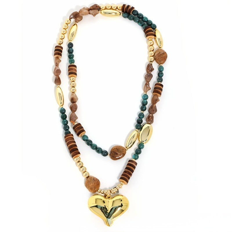Boho Layered Heart Pendant Necklace