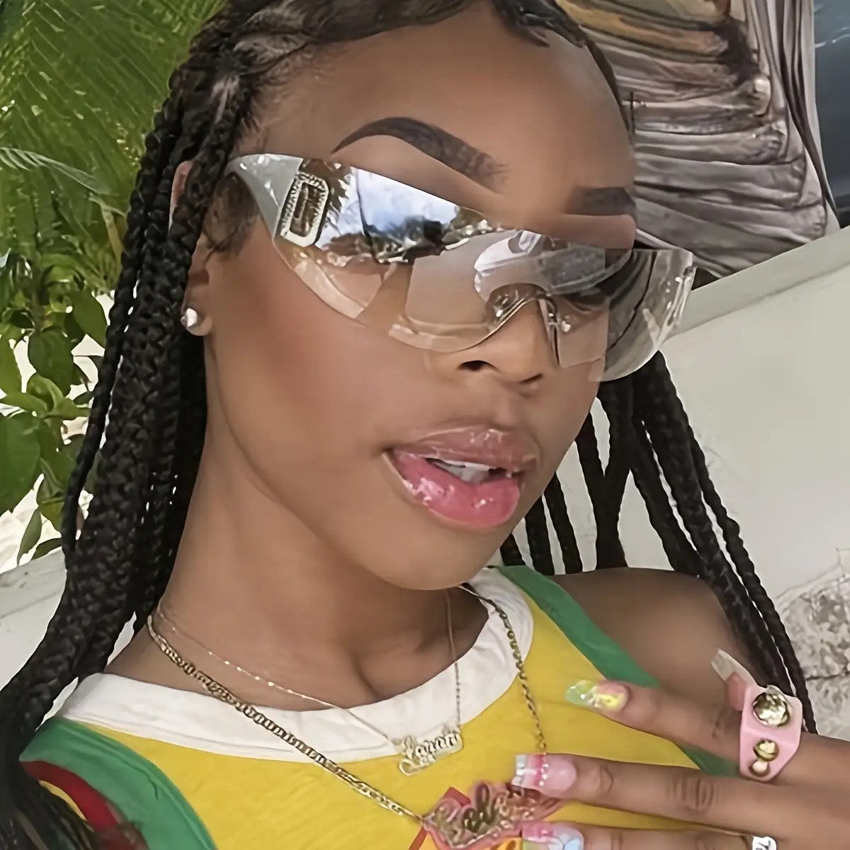 Chic Y2K Rimless Shield Sunglasses