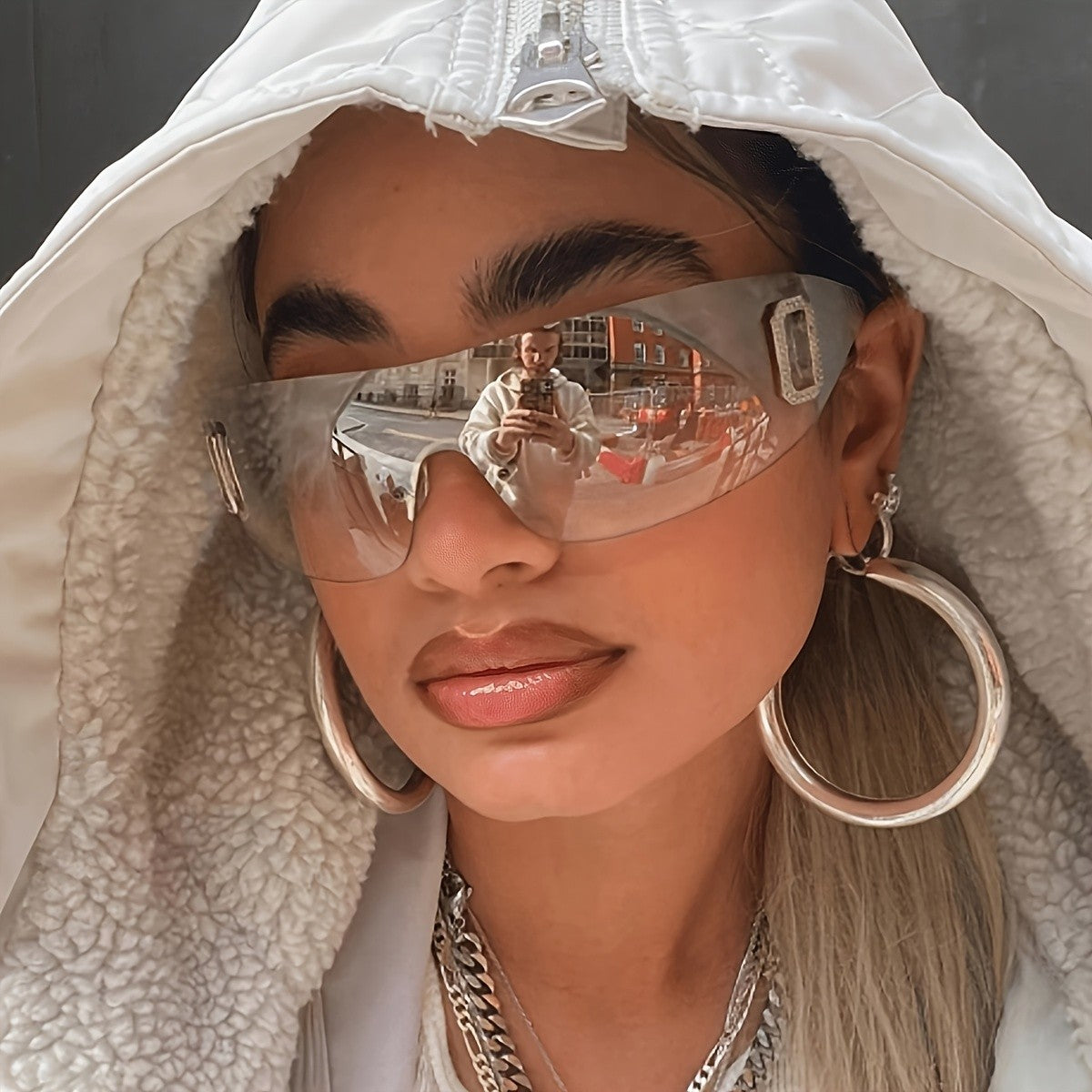 Chic Y2K Rimless Shield Sunglasses