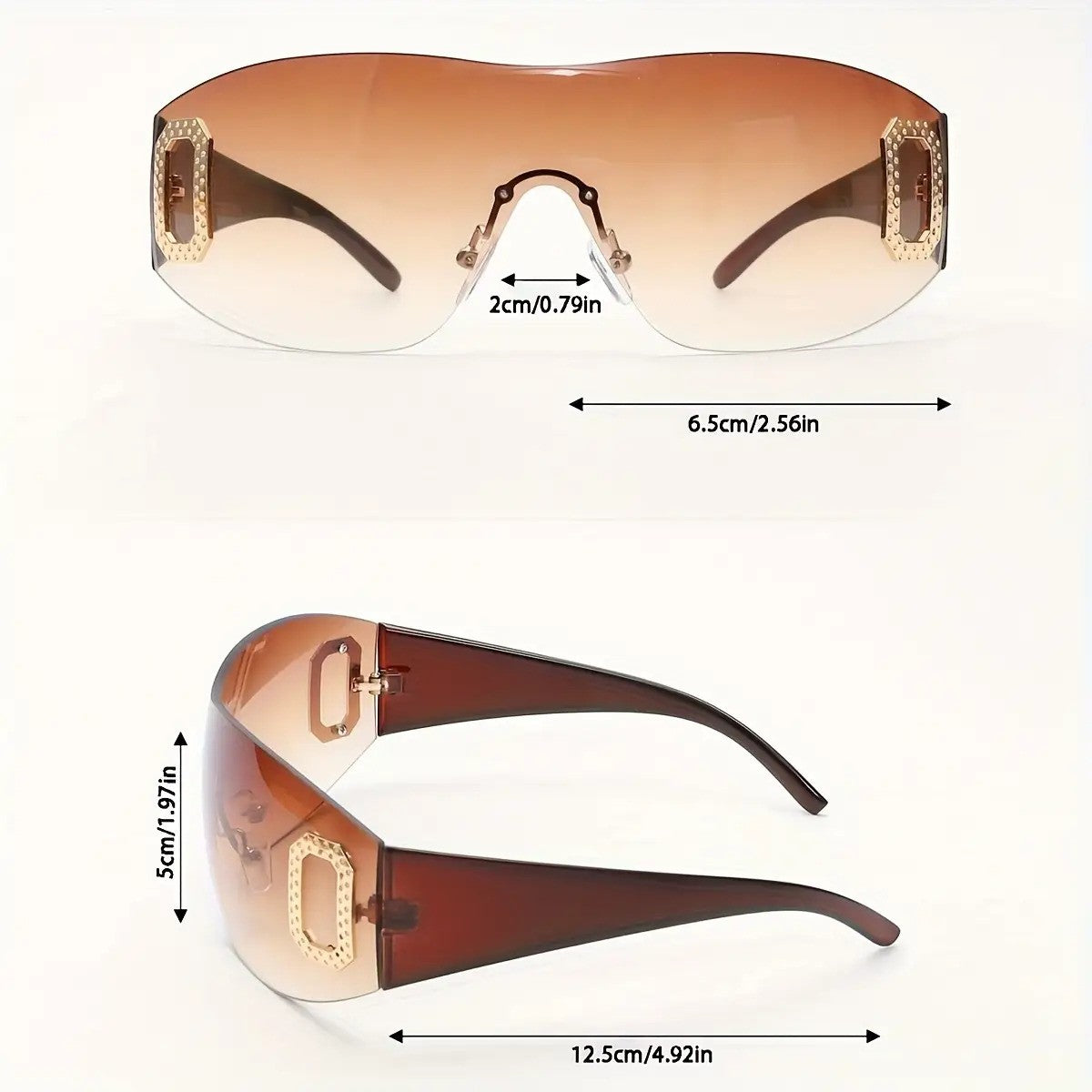 Chic Y2K Rimless Shield Sunglasses