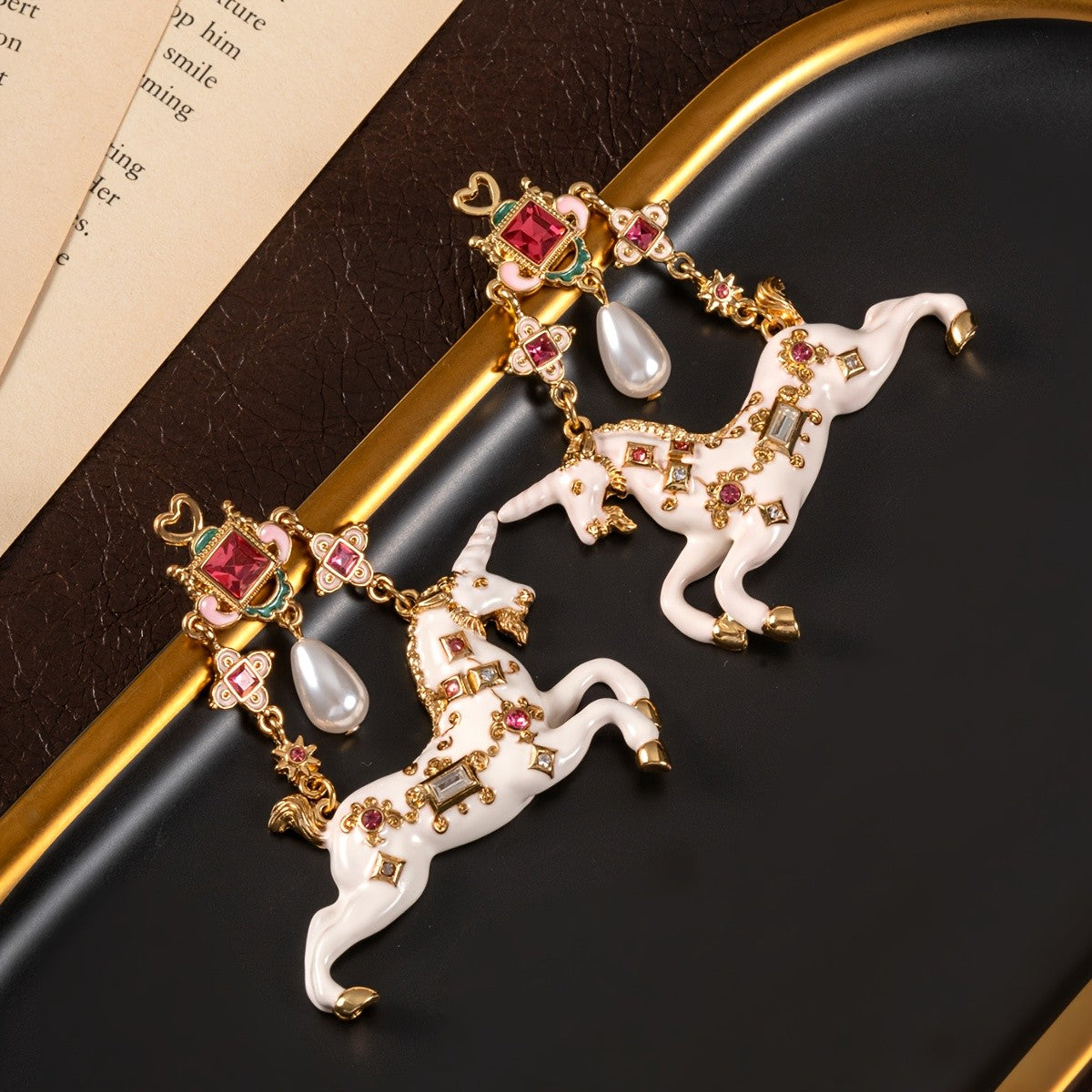 Elegant Jeweled Unicorn Earrings