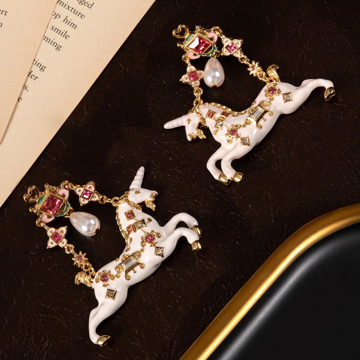 Elegant Jeweled Unicorn Earrings