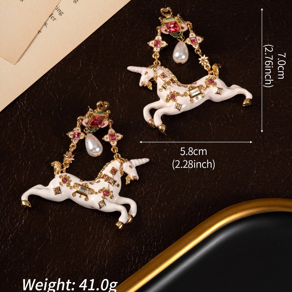 Elegant Jeweled Unicorn Earrings