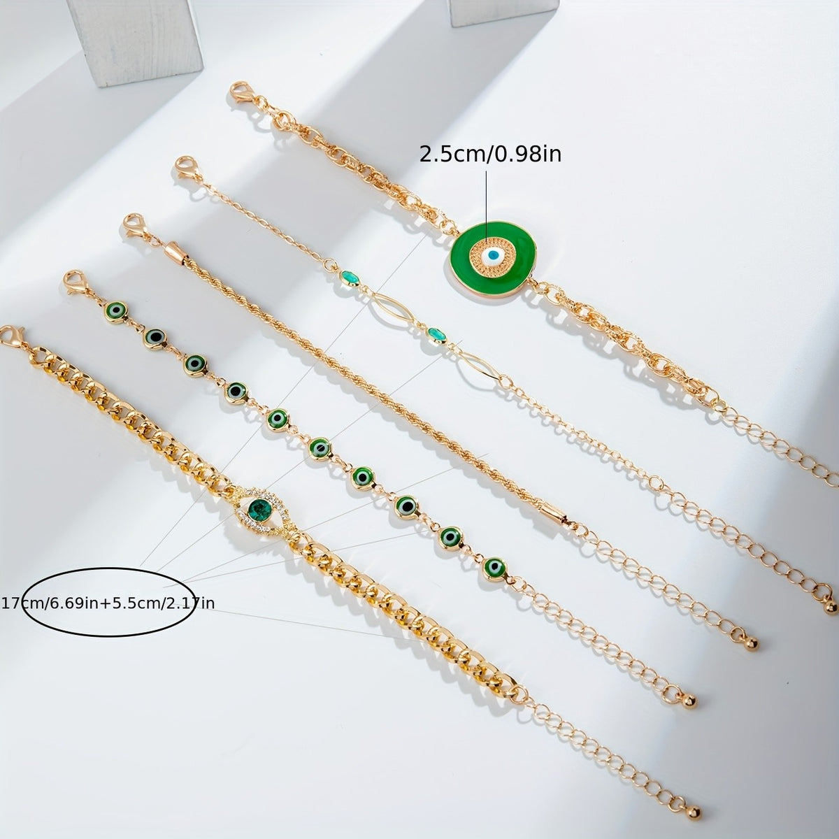 5pc Elegant Evil Eye Bracelet Set