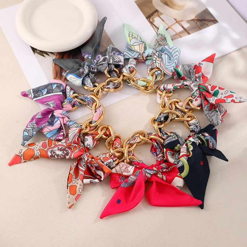 Boho Printed Fabric Chain Bracelet