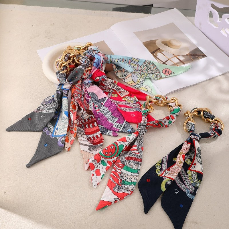 Boho Printed Fabric Chain Bracelet