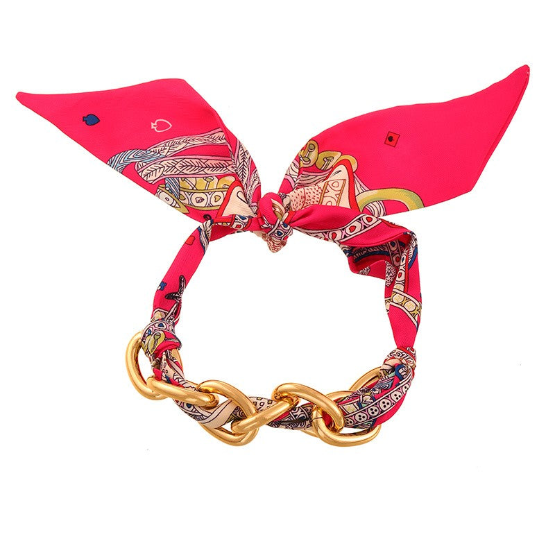 Boho Printed Fabric Chain Bracelet
