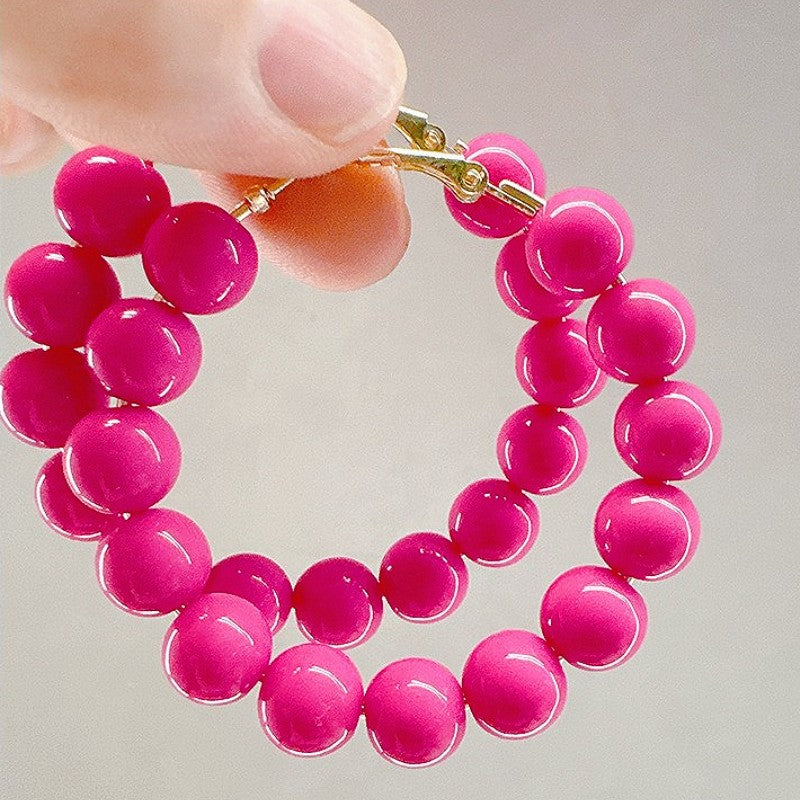 5pc Boho Colorful Acrylic Bead Hoop Earring Set