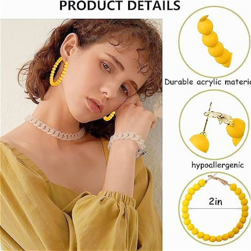 5pc Boho Colorful Acrylic Bead Hoop Earring Set