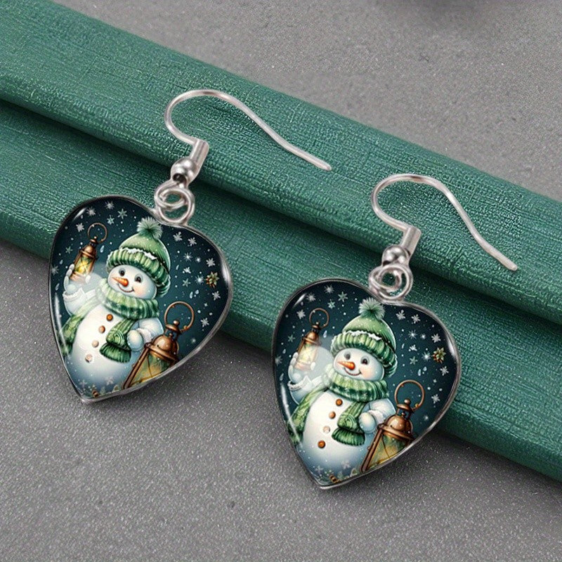 Classy Snowman Heart Earrings