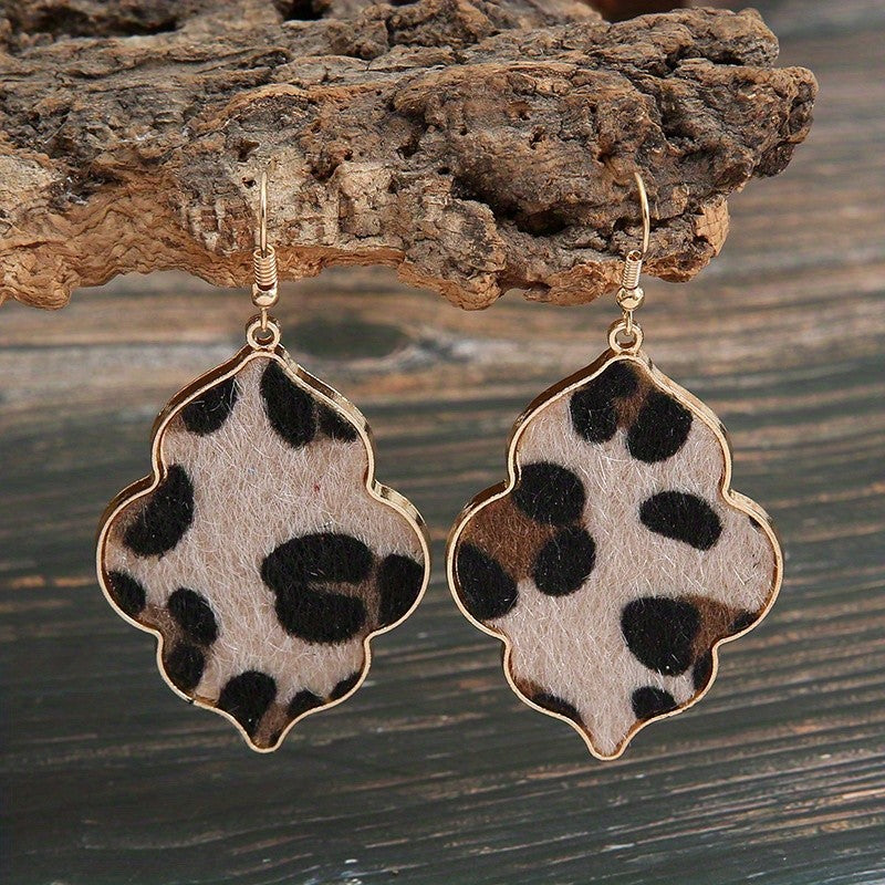 Vintage Leopard Print Drop Earrings