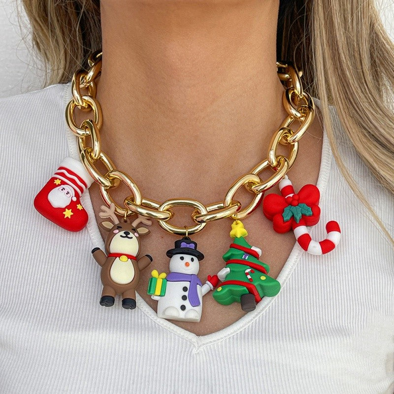 Funky Christmas Charm Chain Necklace
