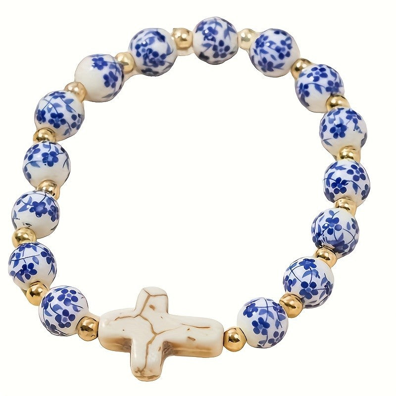 18k Vintage Floral Ceramic Bracelet