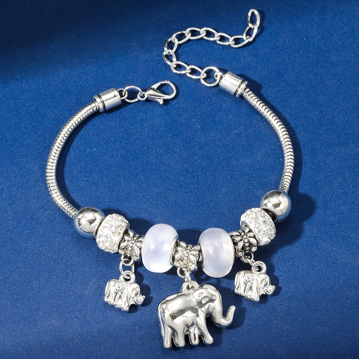 Classy Elephant Pearl Charm Bracelet