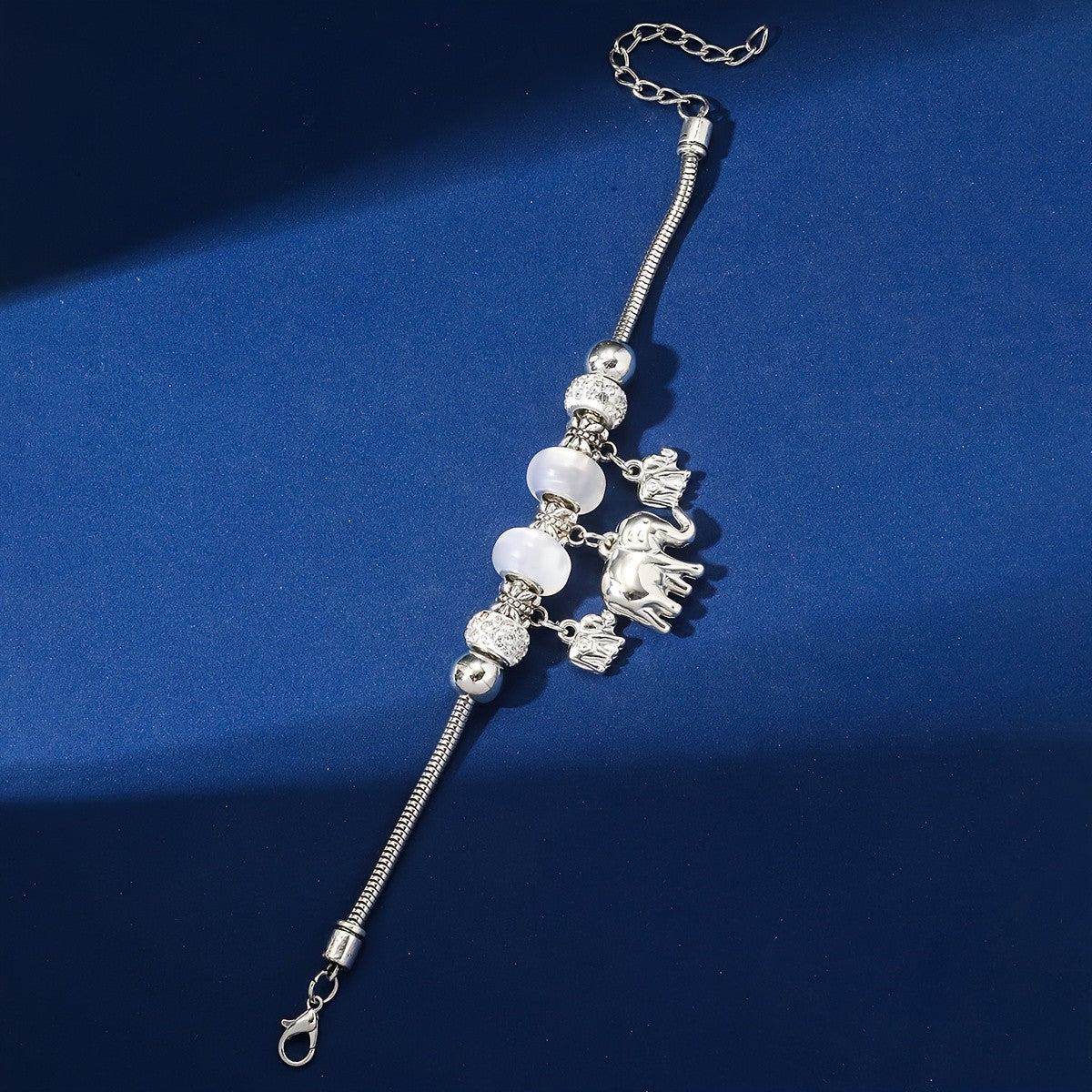 Classy Elephant Pearl Charm Bracelet