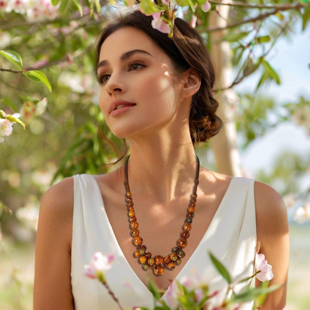 Boho Earthy Ceramic Bead Necklace