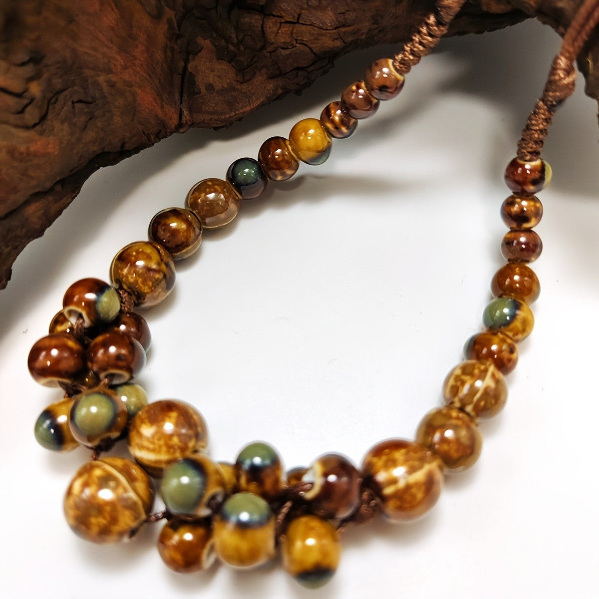 Boho Earthy Ceramic Bead Necklace