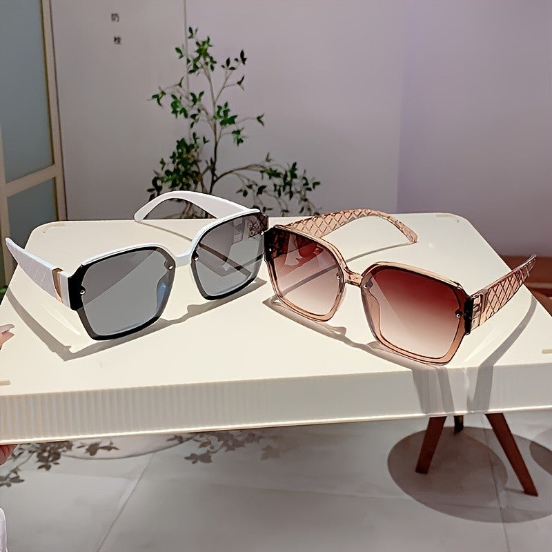 Chic Quilted White Oversized Sunglasses