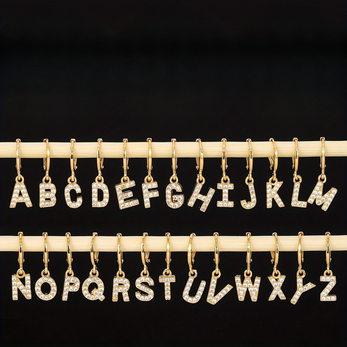 18k Dainty Initial Letter Hoop Earrings