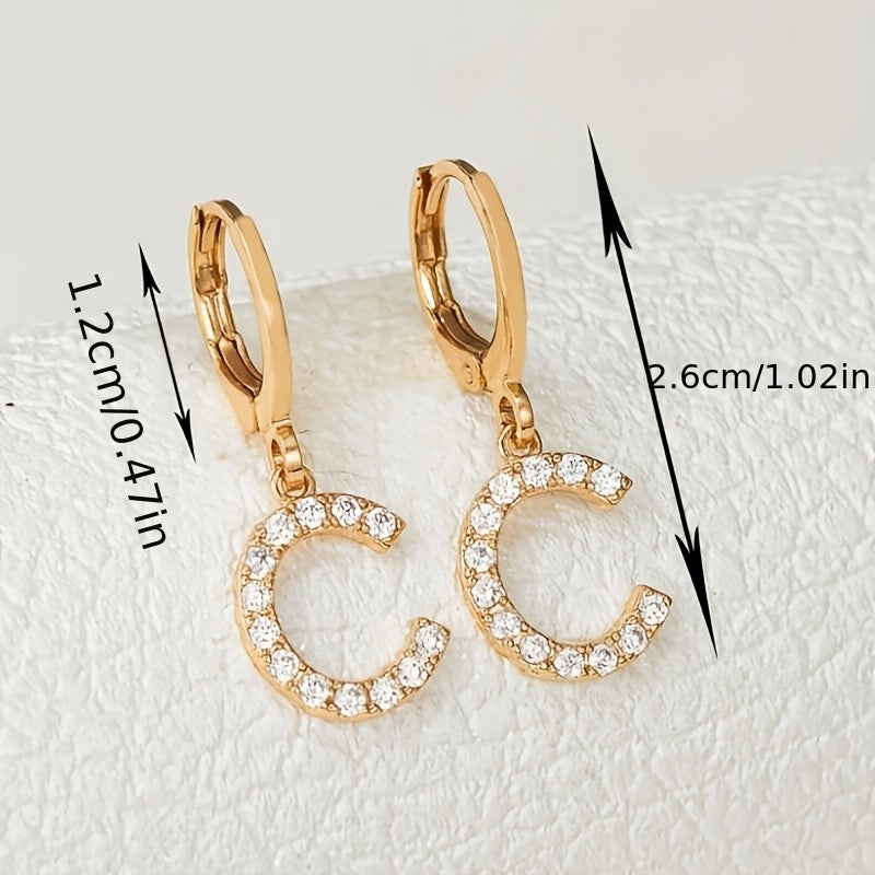 18k Dainty Initial Letter Hoop Earrings