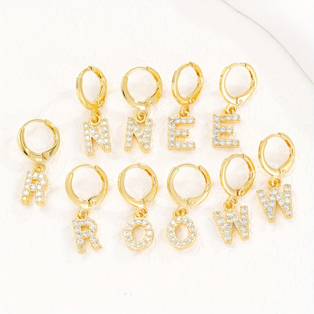 18k Dainty Initial Letter Hoop Earrings