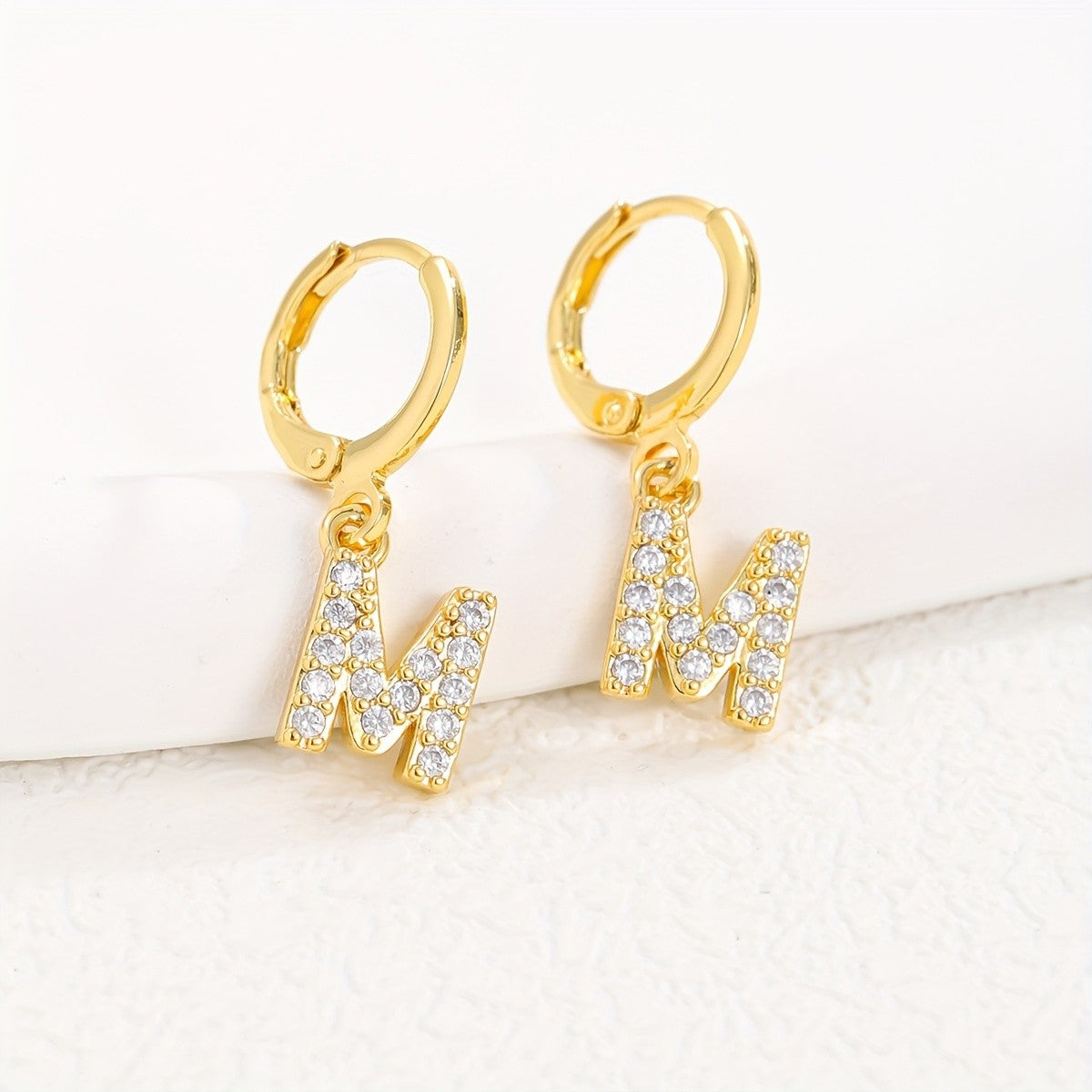 18k Dainty Initial Letter Hoop Earrings