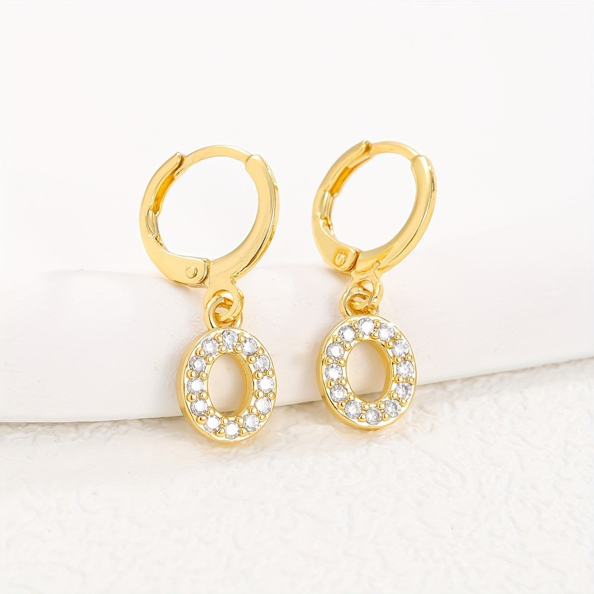 18k Dainty Initial Letter Hoop Earrings