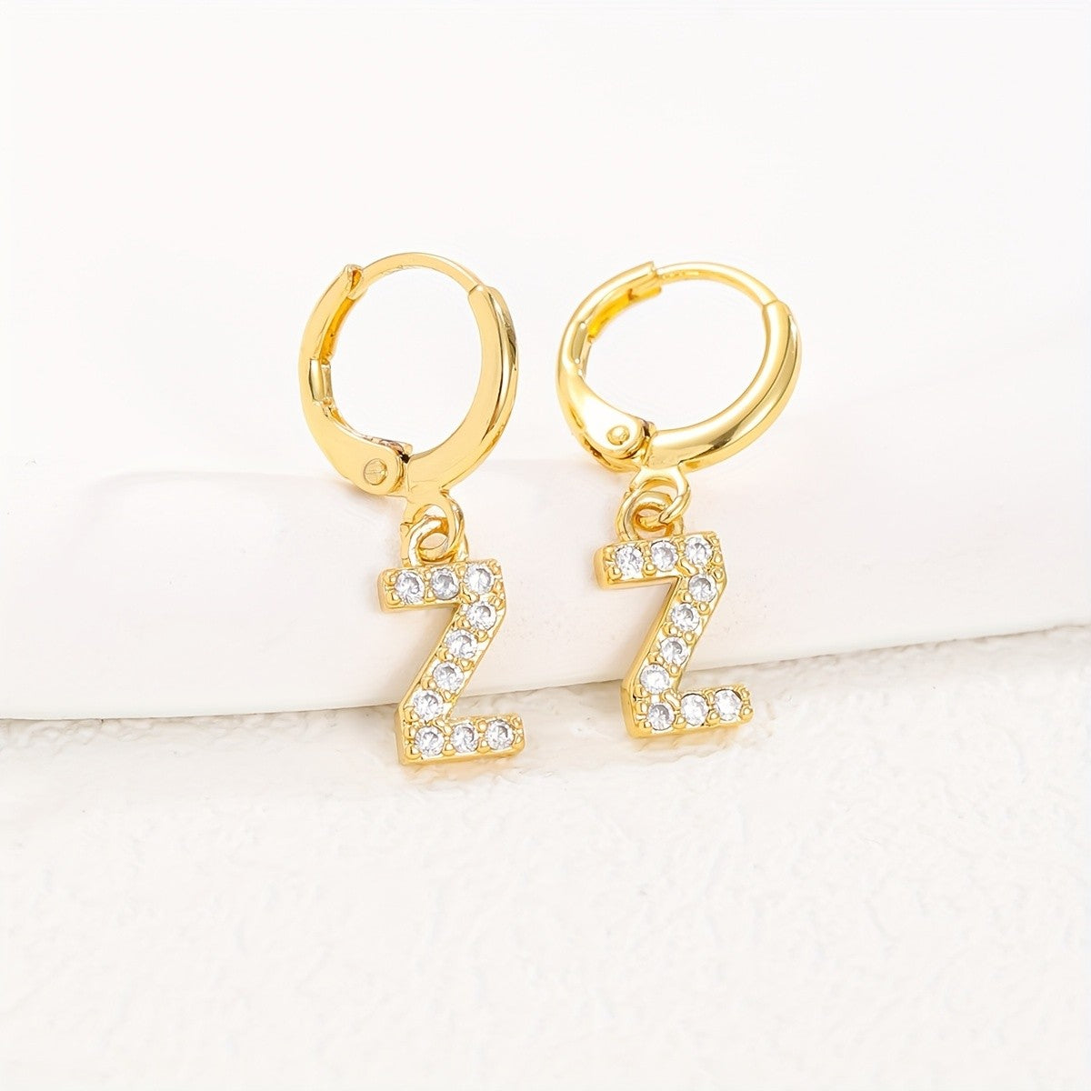 18k Dainty Initial Letter Hoop Earrings