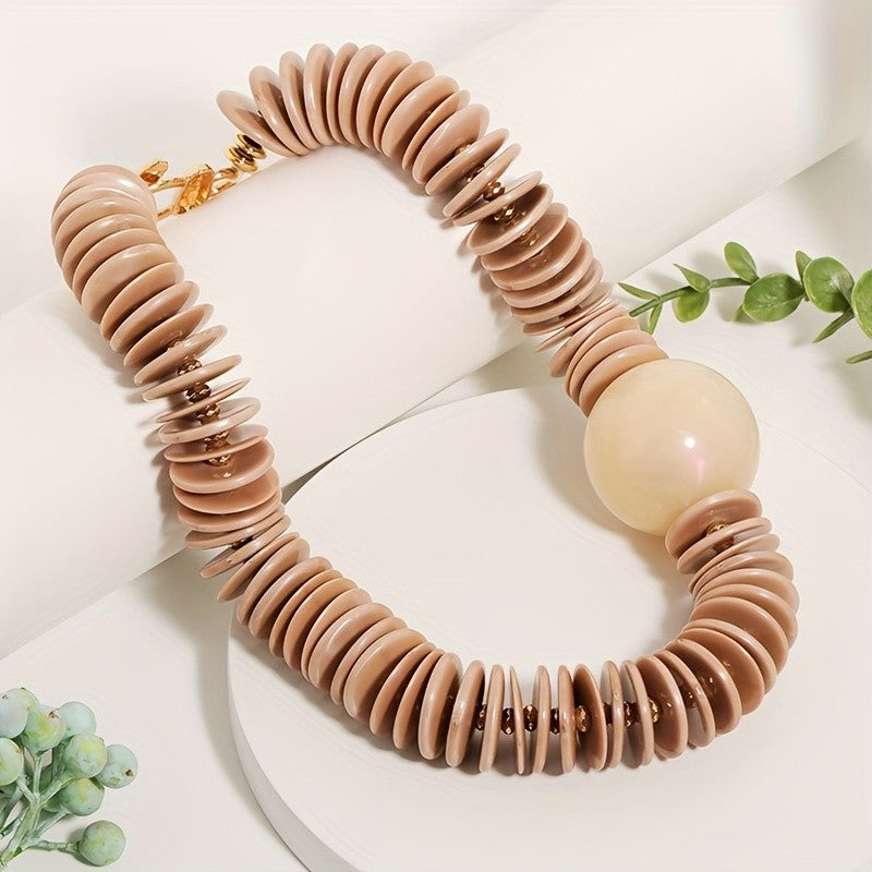 Boho Vintage Ribbed Resin Collar Necklace