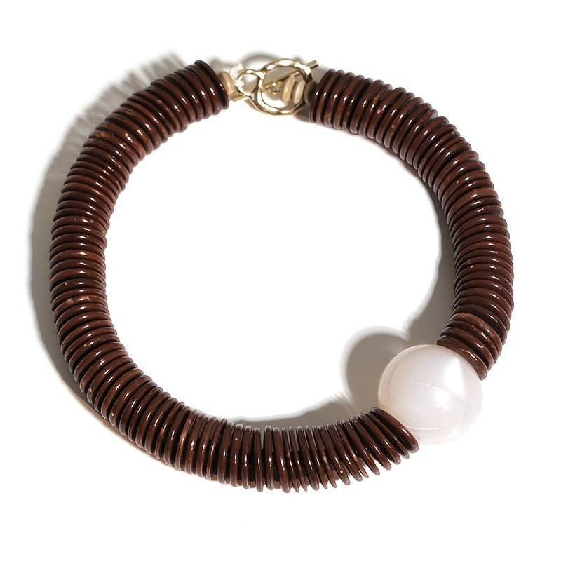 Boho Vintage Ribbed Resin Collar Necklace