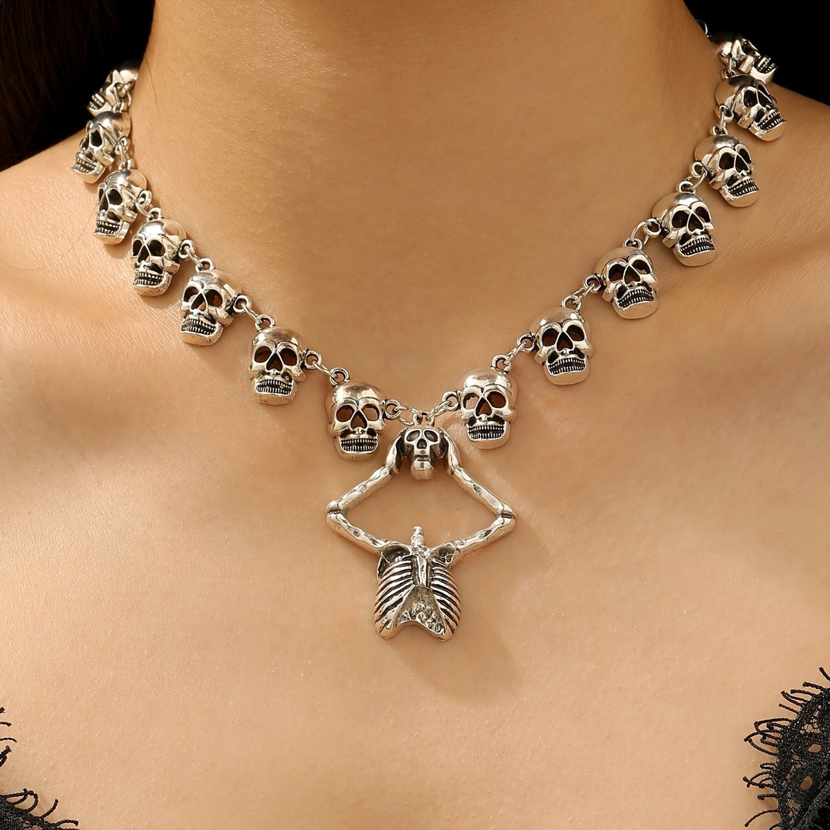 Gothic Skull Skeleton Necklace