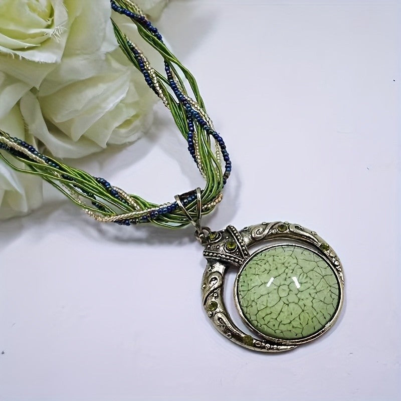 Boho Imitation Jade Statement Necklace