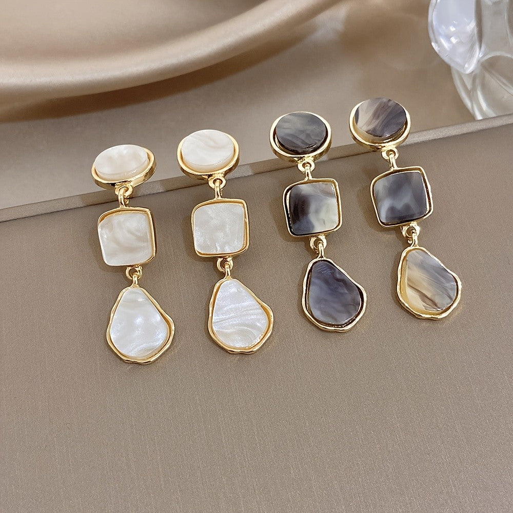 Vintage Marbled Resin Drop Earrings