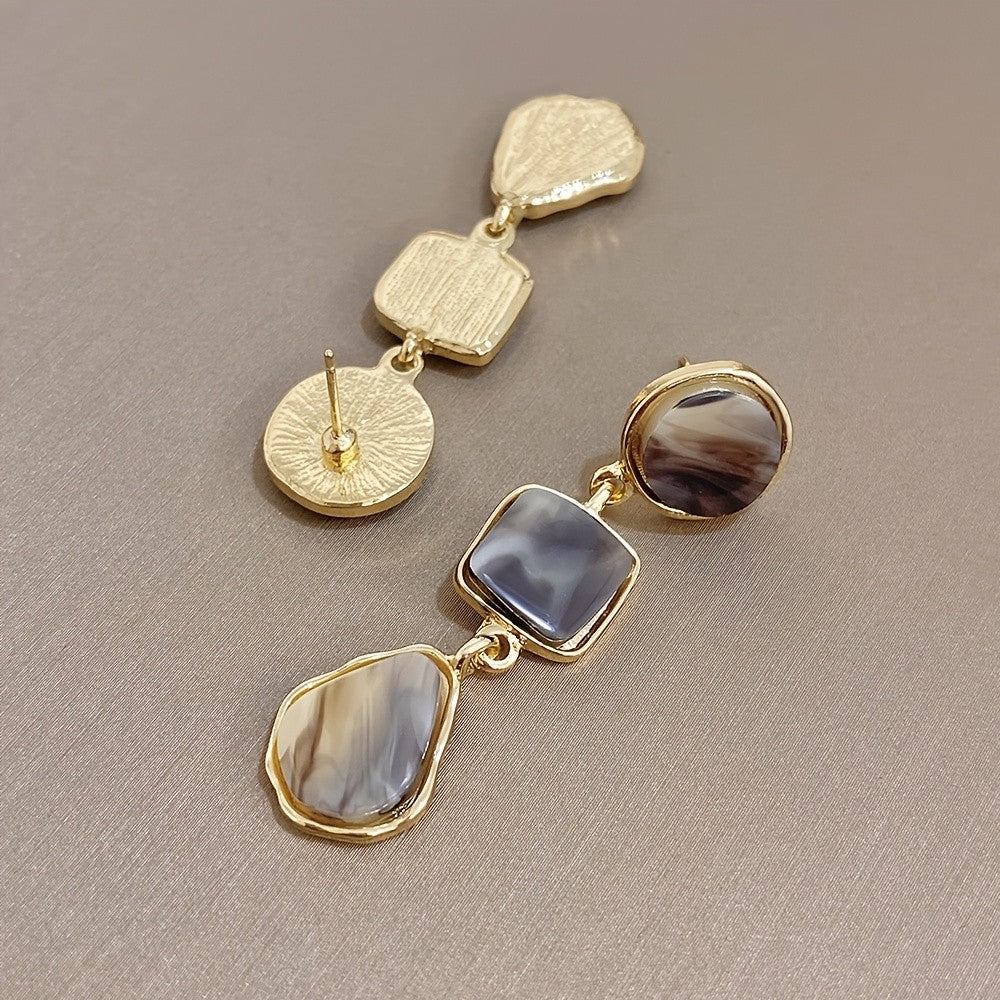 Vintage Marbled Resin Drop Earrings