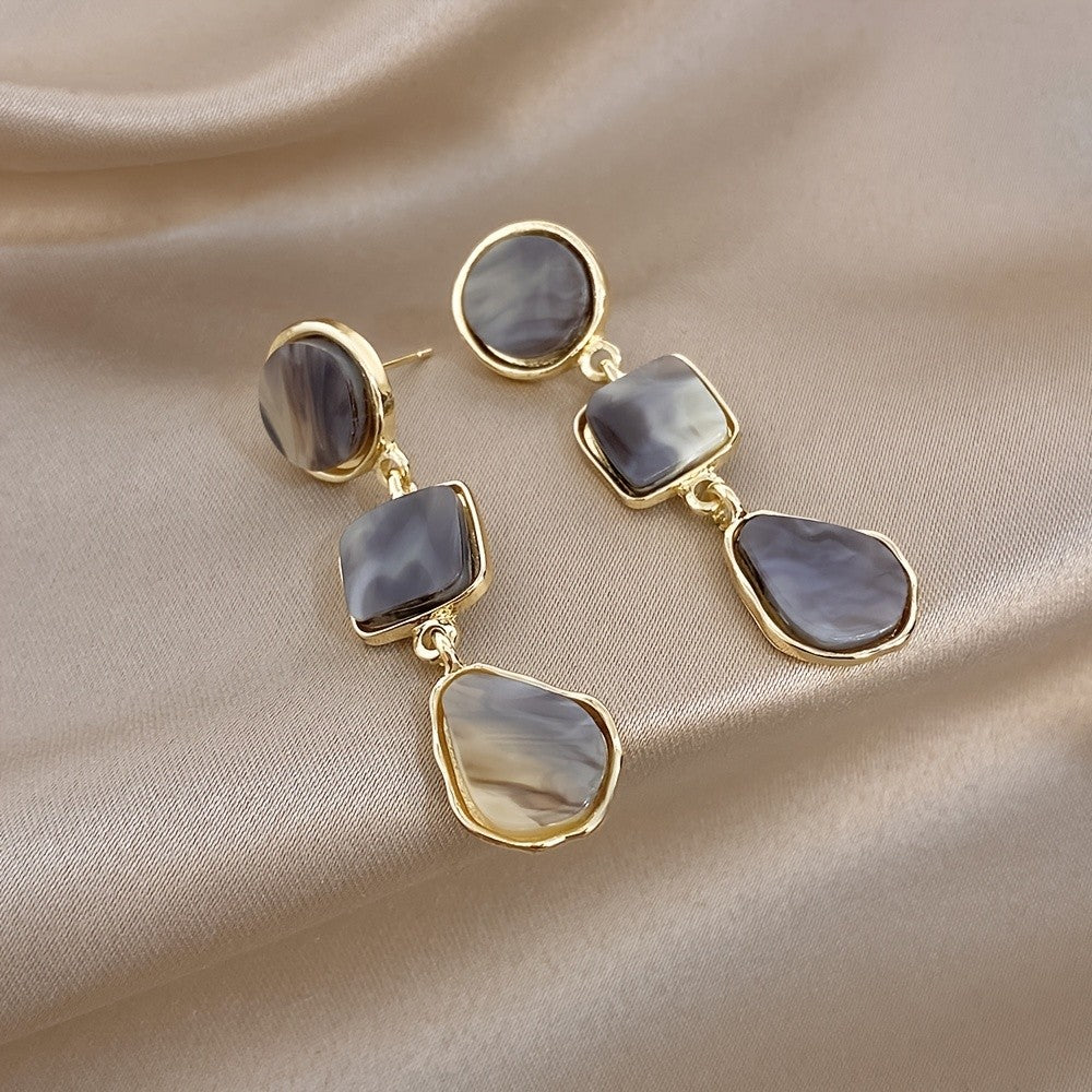 Vintage Marbled Resin Drop Earrings