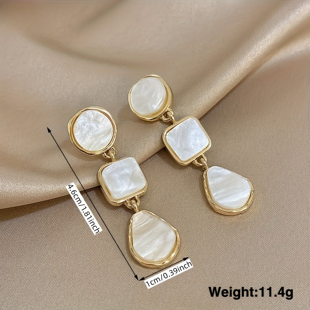 Vintage Marbled Resin Drop Earrings
