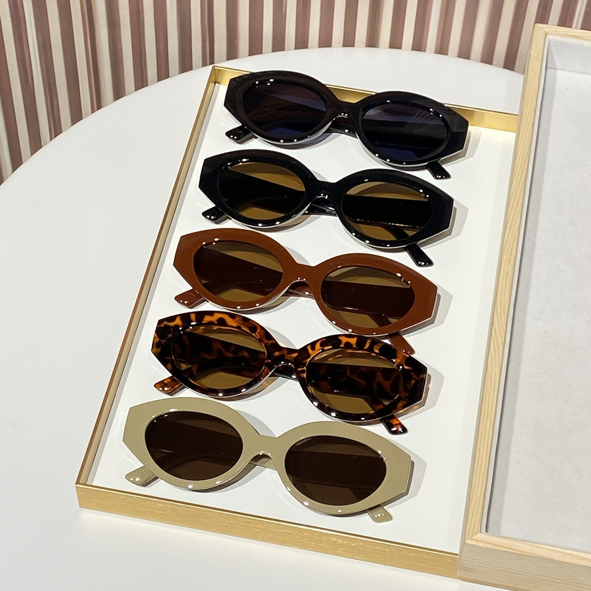 5pc Classy Retro Oval Sunglasses Set