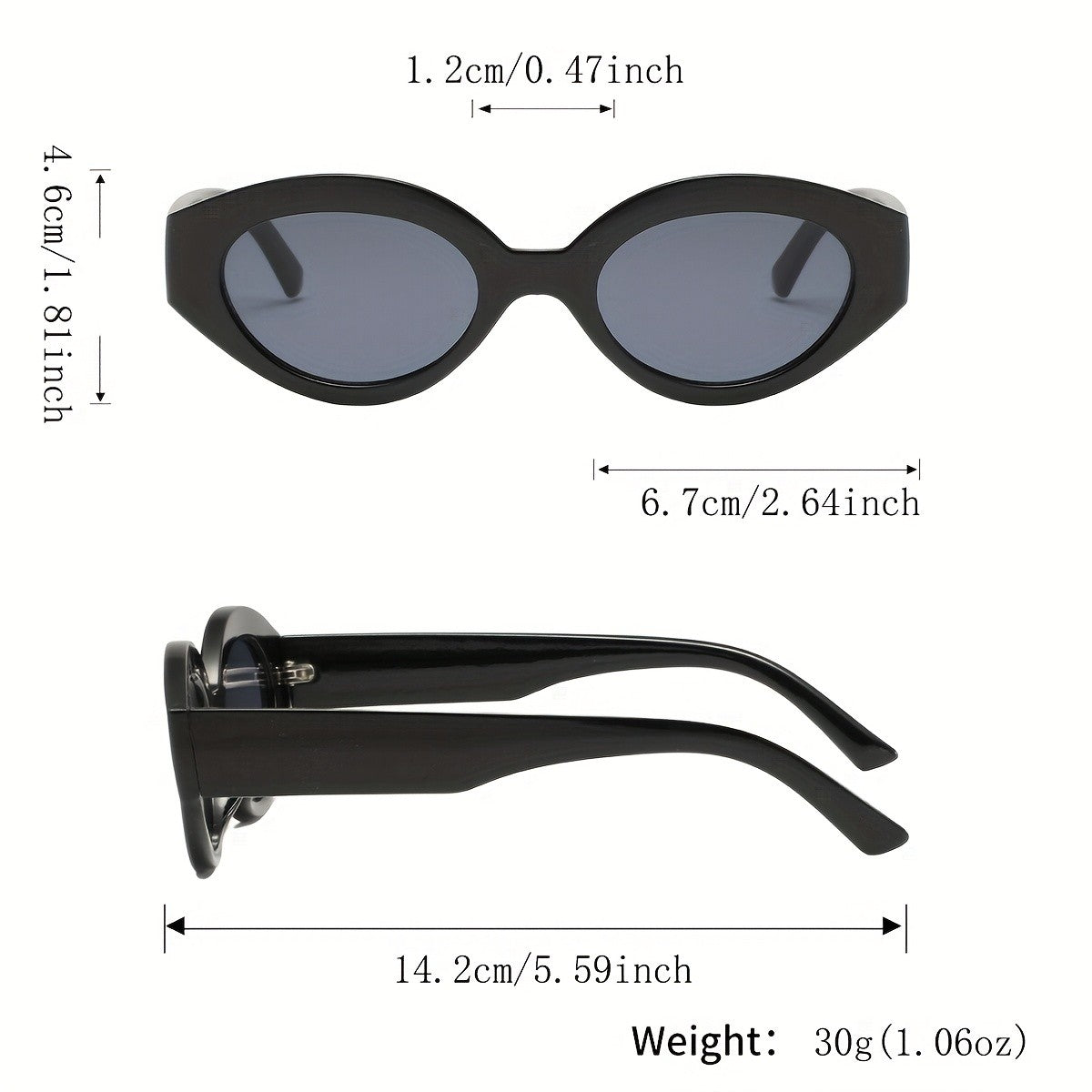 5pc Classy Retro Oval Sunglasses Set