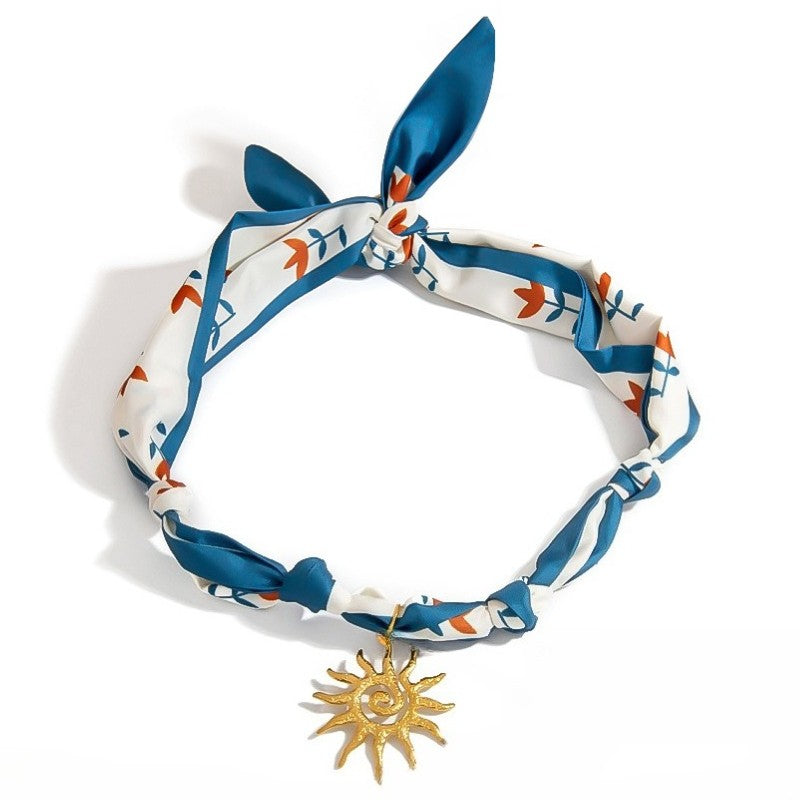Boho Woven Scarf Nature Motif Necklace