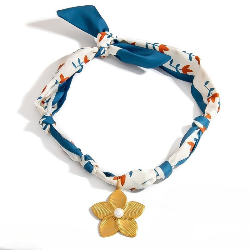 Boho Woven Scarf Nature Motif Necklace