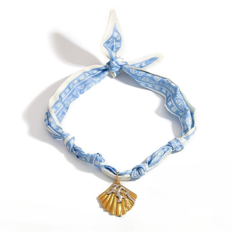 Boho Woven Scarf Nature Motif Necklace