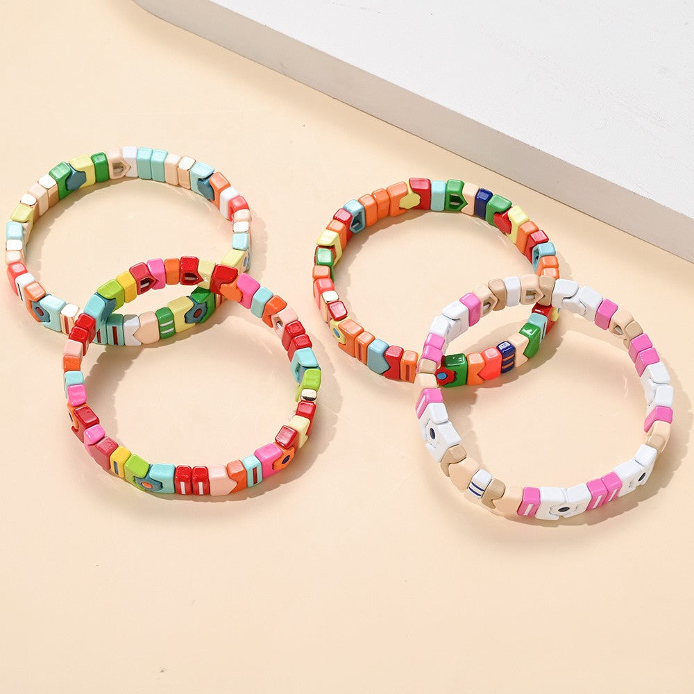 Boho Multicolor Square Bead Bracelet