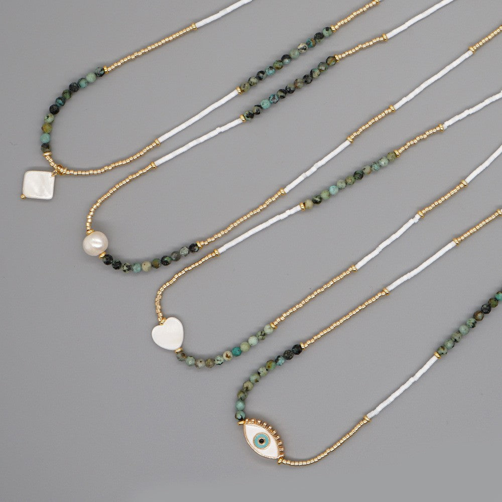 Dainty Shell Bar Pearl Necklace