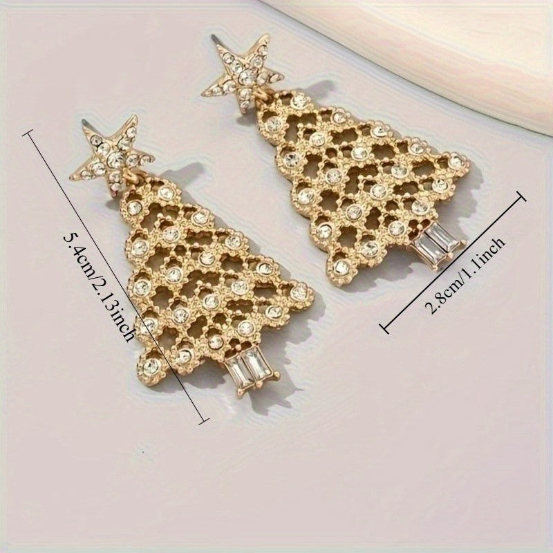 Classy Zirconia Christmas Tree Drop Earrings